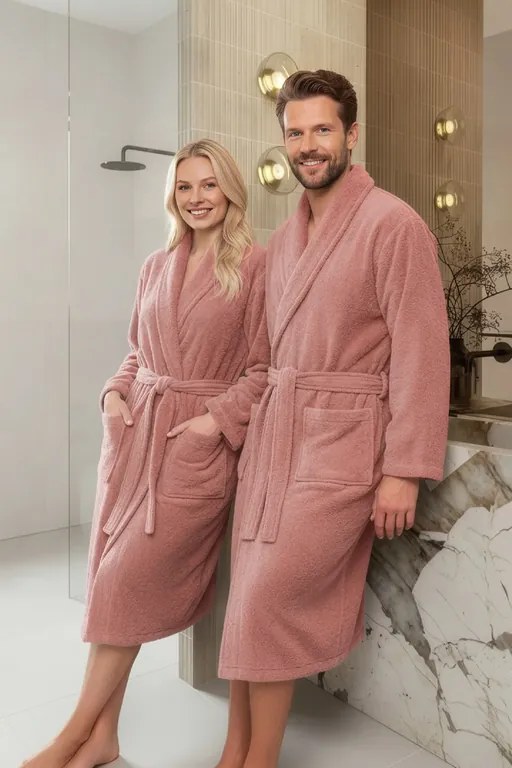 Froté župan PRESTIGE púdrový Veľkosť: S/M