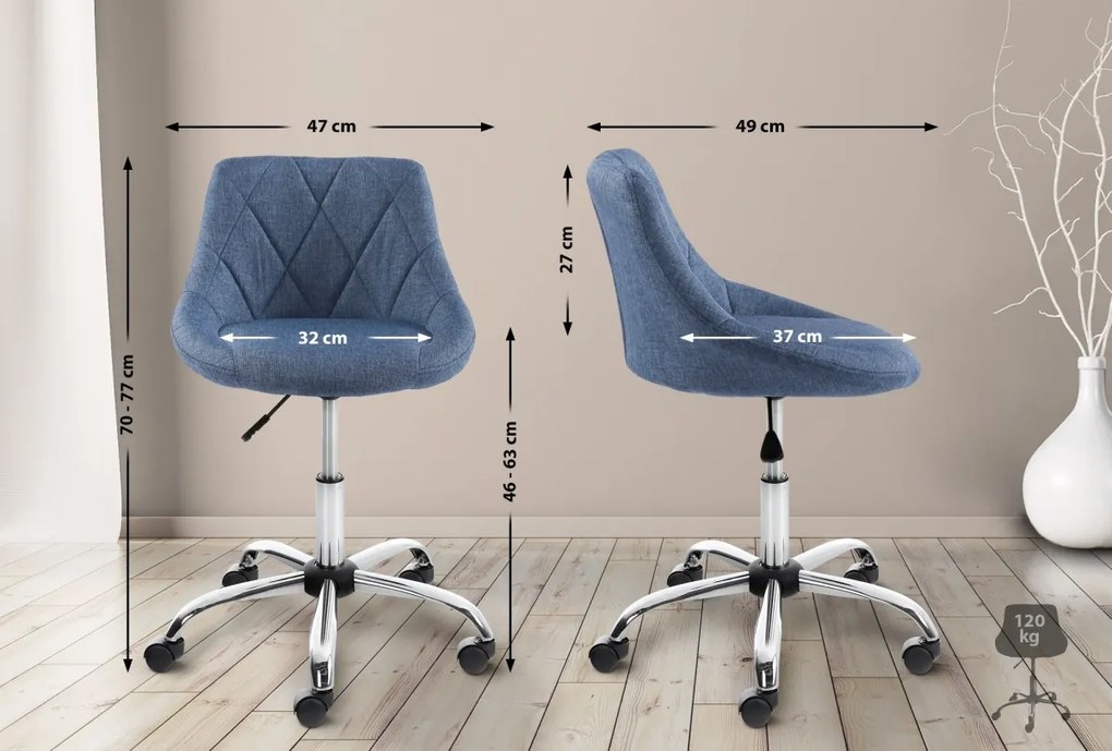 Design-Shop Pracovná stolička Lazio - látka - Modrá