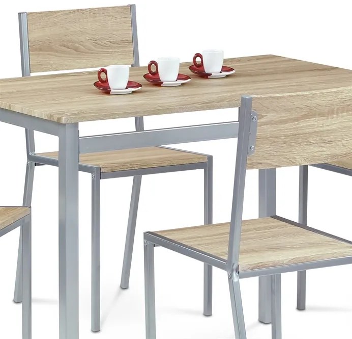 Autronic BONTEC Jedálenský set so 4 stoličkami, 110x70x76cm, mdf, dub sonoma, HARVEY SON Farba: Hnedá