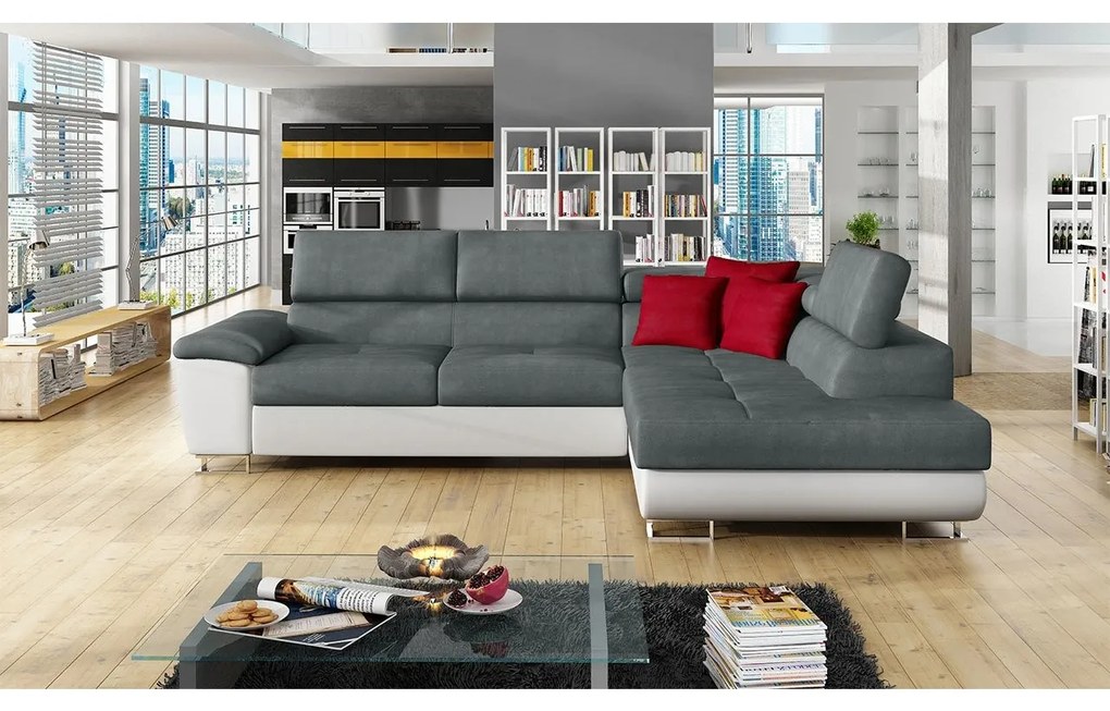 Rohová sedačka Alvin, Dostupné poťahy: ekokoža Soft 017 + Uttario Velvet 2971 + Kronos 02, Strana: ľavá