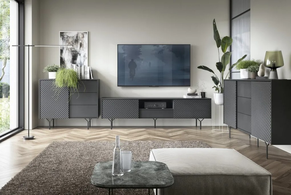 Skrinka so zásuvkami Raven, čierna