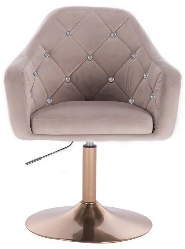LuxuryForm DESIGN Kreslo ROMA VELUR na zlatom tanieri - svetlo šedé