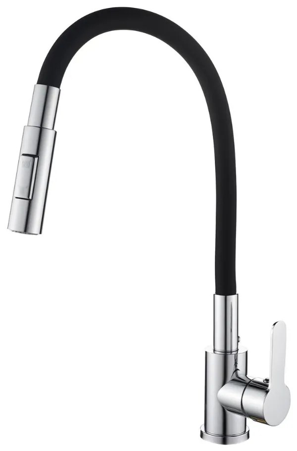 Gamma Flex 4000, stojanková drezová batéria s flexibilným ramenom, 2-funkčný výtok, čierna-chróm, GMA-BFX-4000CH