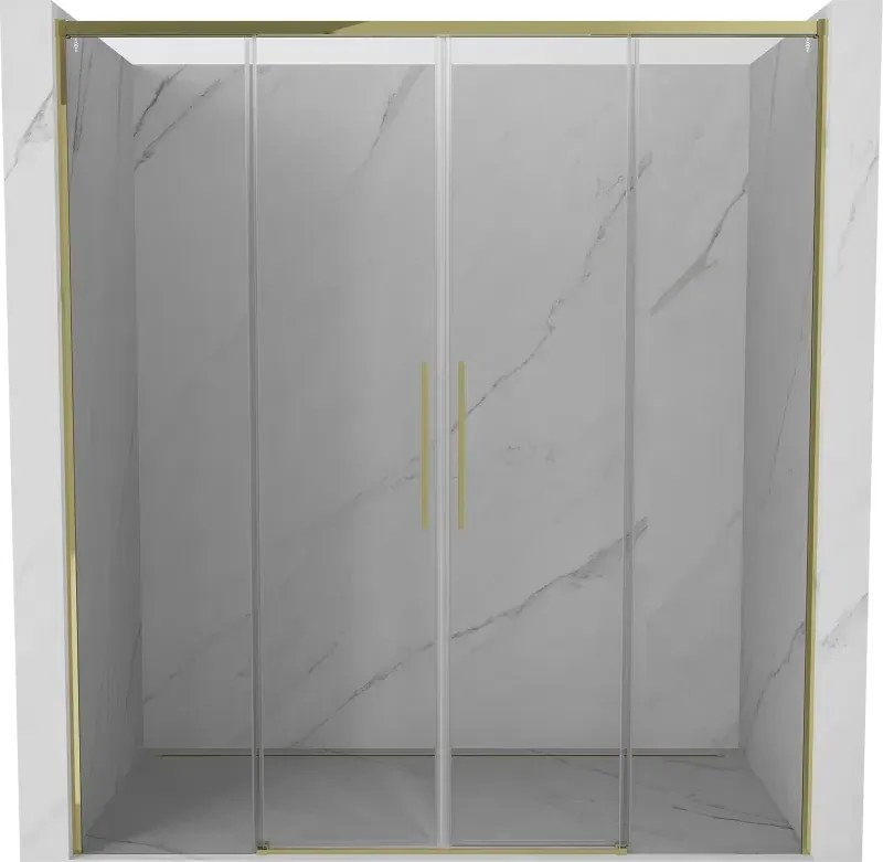 Mexen Rox, posuvné sprchové dvere 200 cm, číre sklo, zlatý profil, 8C2-200-002-50-00