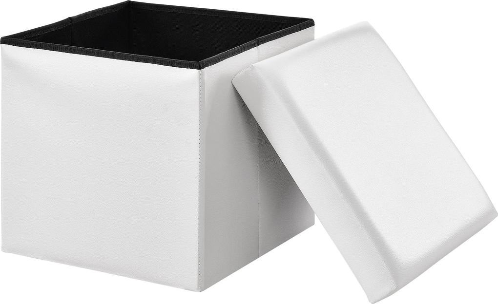 [en.casa]® 2-v-1 Box na sedenie s odkladacím priestorom - 38 x 38 x 38 cm - biely - L
