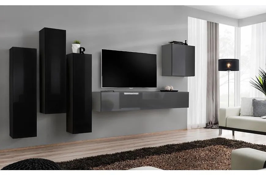Obývacia stena Switch III Čierna /Grafit
