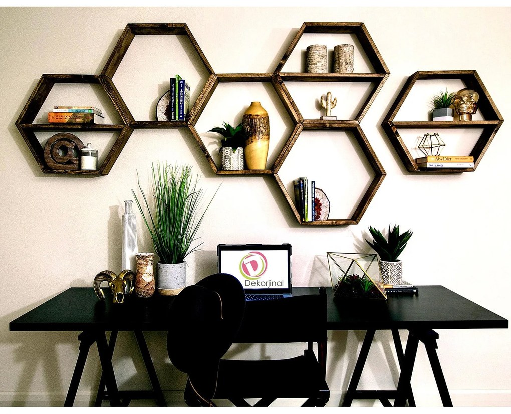 Súprava 6 ks nástenných poličiek RAF 37x40 cm orech