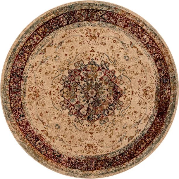 Koberec POLONIA KORDOBA 25 rozeta / rám, svetlý rubín kruh