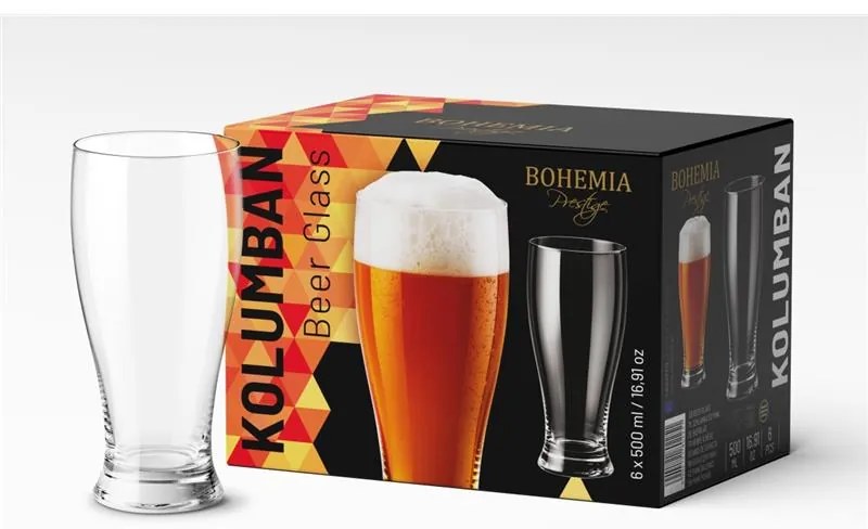 BOHEMIA PRESTIGE COLUMBAN PIVNÝ POHÁR 500ML SADA 6 KS