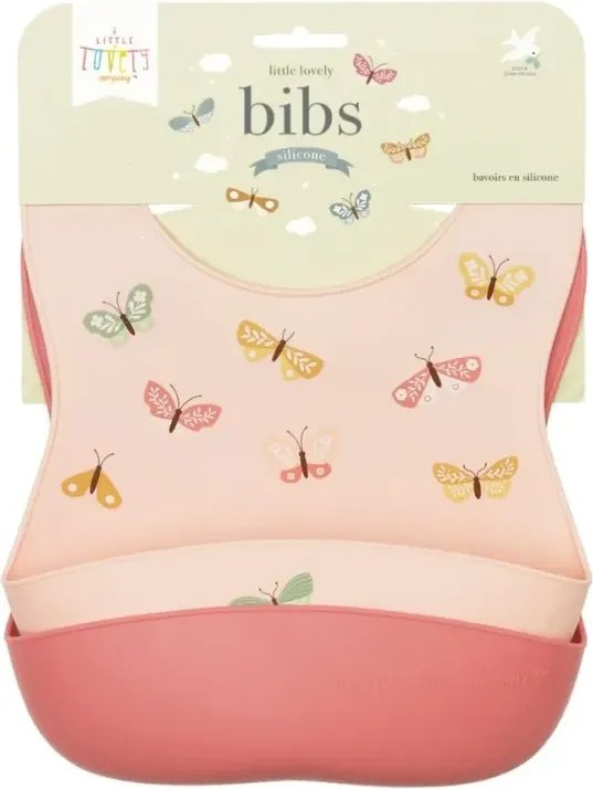 Sada 2 silikónových podbradníkov motýľ