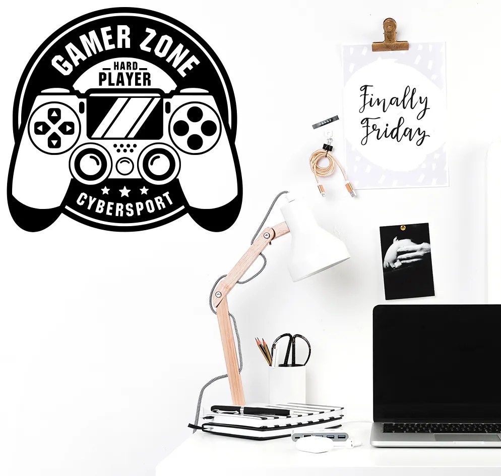 Veselá Stena Samolepka Gamer Zone Hráč Farba: žlutá, Veľkosť: 100 x 95 cm
