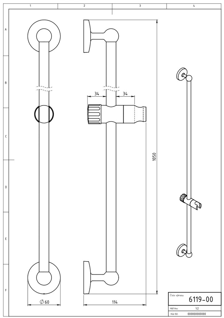 Novaservis - Posuvný držiak sprchy 100 cm Metalia 1 chróm, 6119,0