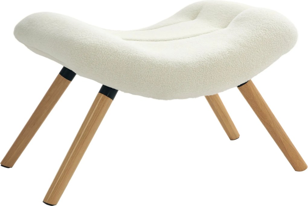 HOMCOM taburetka, otomán s Berberským fleece materiálom, čalúnená stolička do 120 kg, pre obývačku, spálňu, 67 x 45 x 38 cm, krémová biela | Aosom