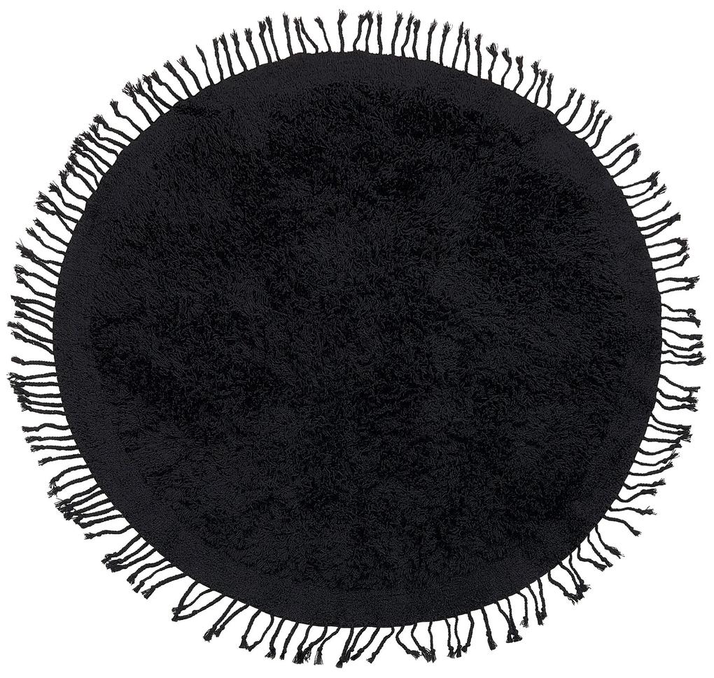 Okrúhly bavlnený koberec ⌀ 140 cm čierny BITLIS Beliani