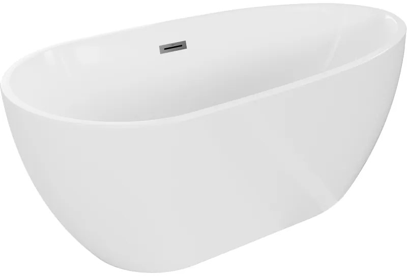 Mexen Eos, voľne stojaca vaňa 150 x 75 cm, biela, brúsený grafit prepad, 52471507500-95