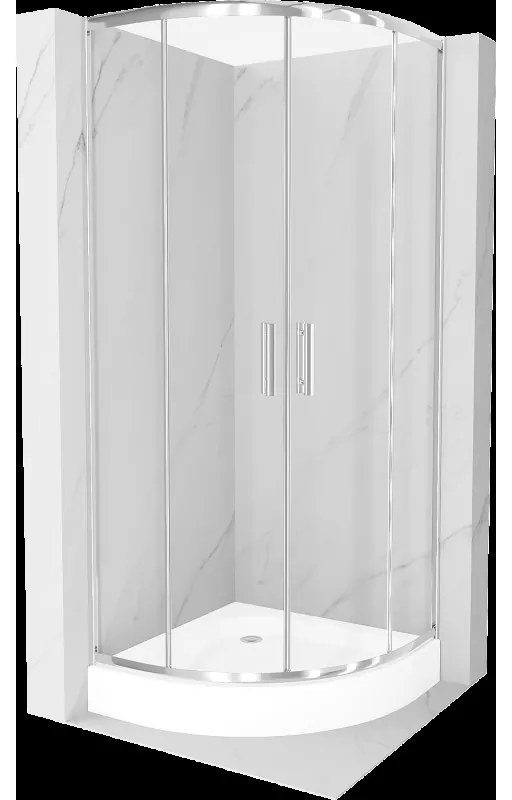 Mexen Rio polkruhová sprchová kabína 80 x 80 cm, transparentnéné, chrómová + závesný bidet Rio, biela- 863-080-080-01-00-4710