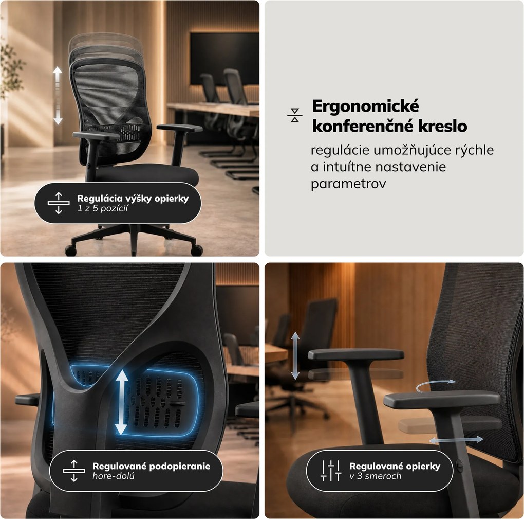Kancelárske otočné kreslo čierne: ORBIT