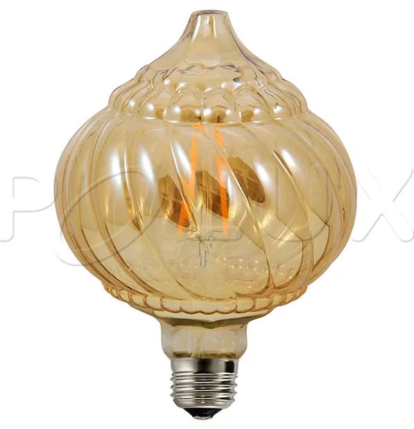 PLX LED dekoratívna vintage žiarovka BALOO, E27, BC125, 4W, 2700K, teplá biela, 450lm, jantárová