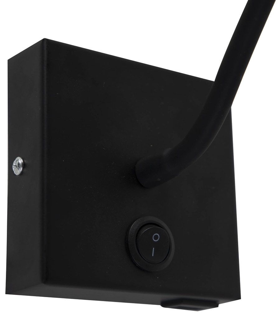 Moderná flexibilná nástenná lampa USB čierna - Zeno