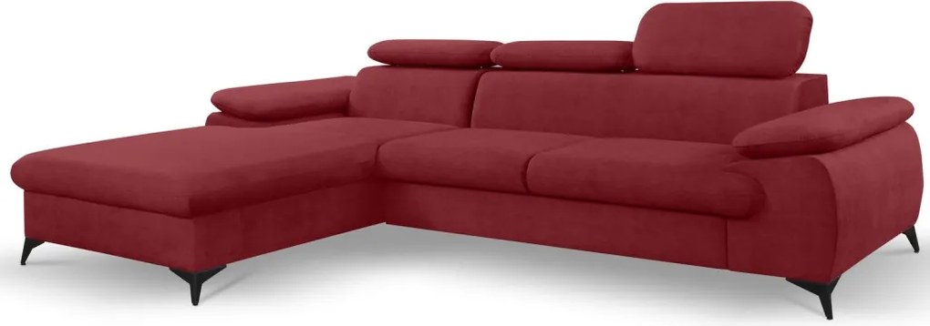 Rohová sedacia súprava Scala, červená látka, ľavý roh