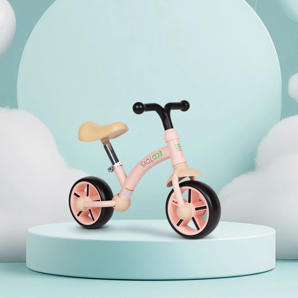 ECOTOYS Detské odrážadlo ECOTOYS, EVA kolesá s blokádou, nastaviteľné sedadlo 33–41 cm, ružové