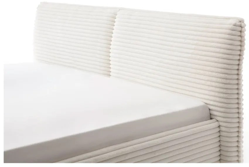 Béžová čalúnená dvojlôžková posteľ s úložným priestorom s roštom 160x200 cm Matera – Meise Möbel