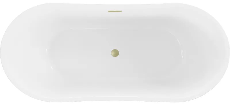 Mexen Montana, voľne stojaca vaňa 180 x 90 cm, biela-čierna, zlatý matný prepad, 52011809075-55