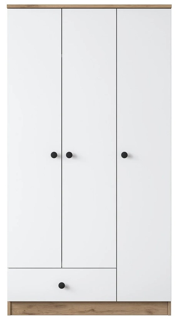 Šatní skříň BA 117 90 cm ořech/bílá