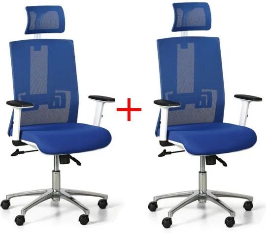 Kancelárska stolička Essen White 1+1 zadarmo, modrá