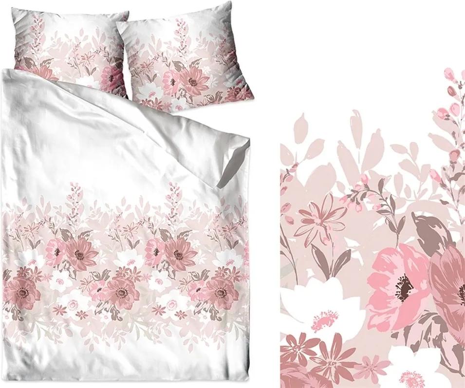 DomTextilu Bavlnené posteľné obliečky s púdrovo ružovými kvetmi 3 časti: 1ks 160 cmx200 + 2ks 70 cmx80 Ružová 27849-153651