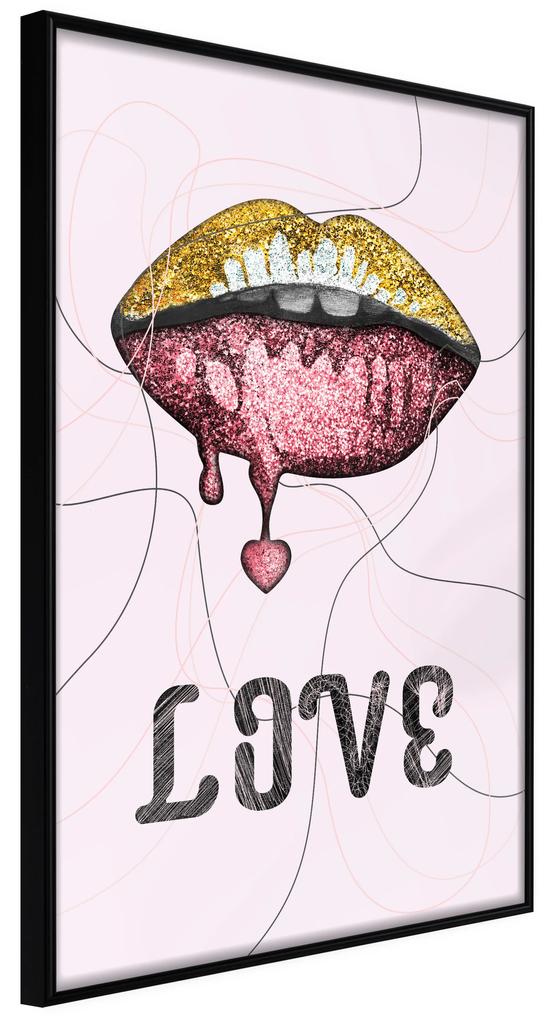 Artgeist Plagát - Liquid Lips [Poster] Veľkosť: 30x45, Verzia: Zlatý rám