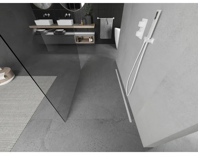 Mexen Kioto, sprchová zástena Walk-In 105 x 200 cm, 8mm číre sklo, biely profil, 800-105-002-20-00