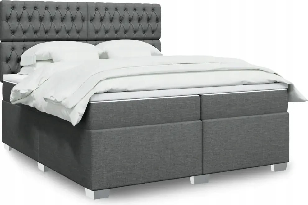 vidaXL Boxspring posteľ s matracom tmavosivá 200x200 cm látka