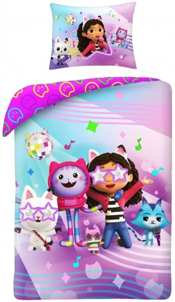 Bavlnené posteľné obliečky Gábinin kúzelný domček - motív Disko párty - 100% bavlna - 70x90 cm + 140x200 cm