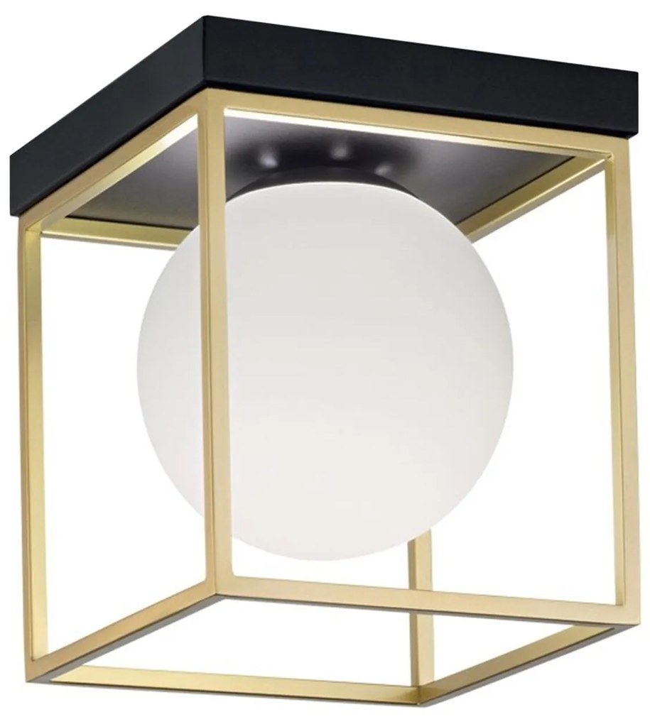 Toolight Toolight, stropné svietidlo 13x13x15 cm 1xE27 APP1166-1C, čierna-zlatá, OSW-14019