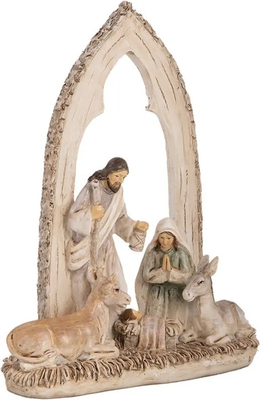 Béžová antik vianočné dekorácie betlehem - 18*7*22 cm