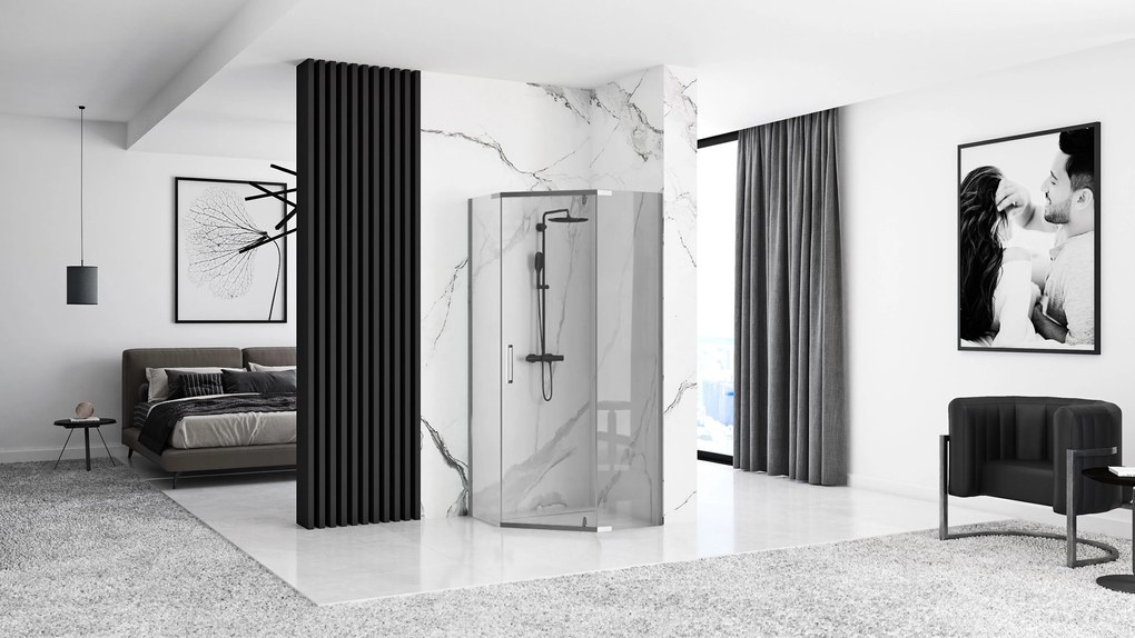 Rea Axin, sprchovací kút 80x80x195 cm + biela sprchová vanička Diamond, KPL-K8778