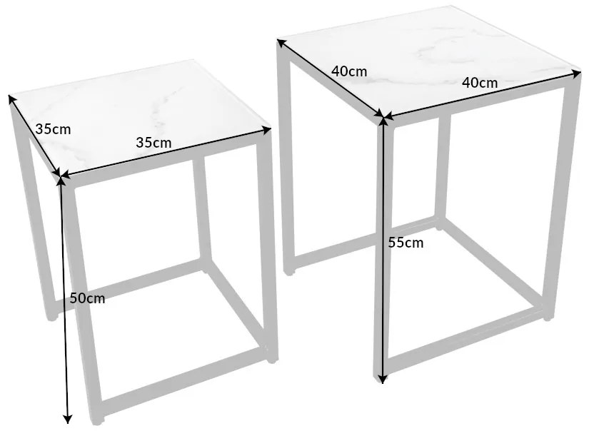 Odkladací stolík Latrisha 40 cm biela - vzor mramor - Otvorené balenie