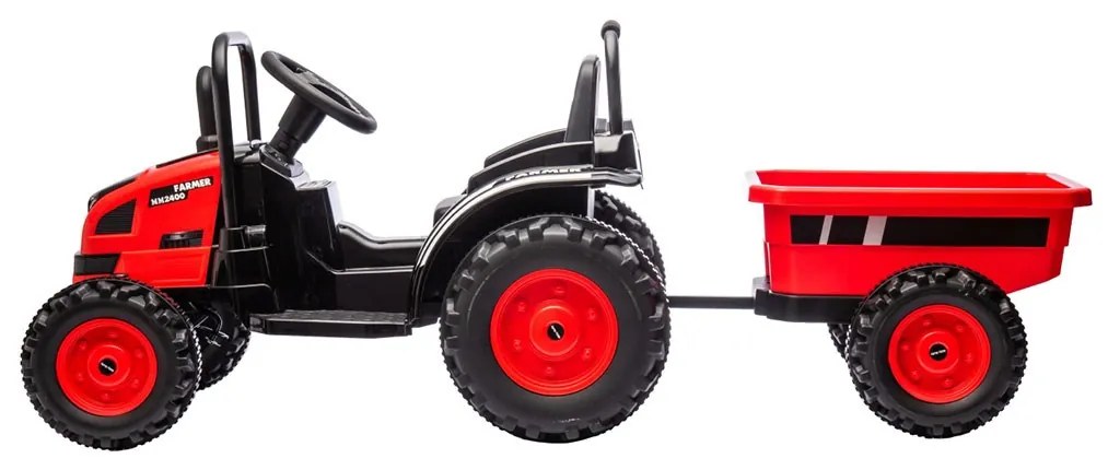 Elektrický traktor s prívesom Milly Mally Farmer červený