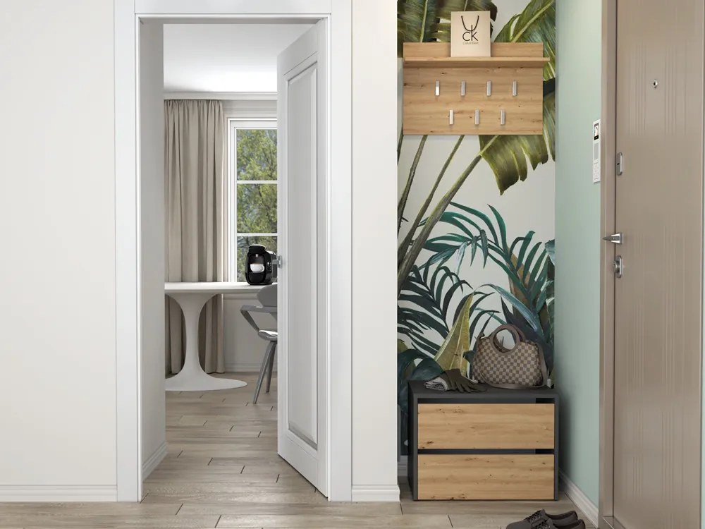 Botník (skrinka na topánky) Metido 1 (antracit + dub artisan). Akcia -19%. Vlastná spoľahlivá doprava až k Vám domov. 1132580