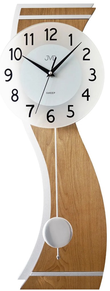 Moderné kyvadlové nástenné hodiny JVD NS22012/78 (65 cm) – drevo a kov, tichý chod