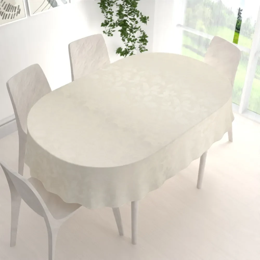 Biante Teflónový oválny obrus TF-065 Listy na režnom 120x140 cm