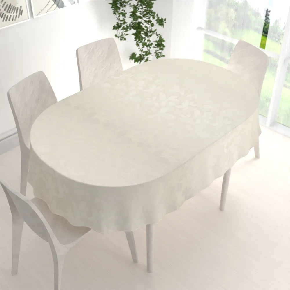 Biante Teflónový oválny obrus TF-065 Listy na režnom 60x100 cm