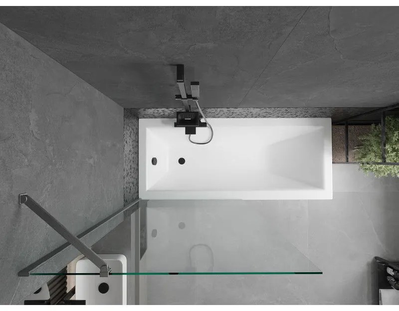 Mexen Next, 1-krídlová vaňová zástena 90 x 150 cm, 6mm číre sklo, brúsená grafitová, 895-090-000-00-00-66