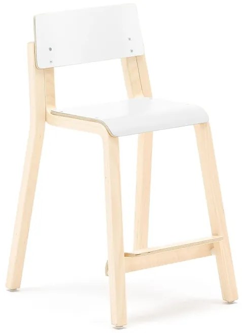 Vysoká stolička DANTE, výška 500 mm, breza, laminát - biela
