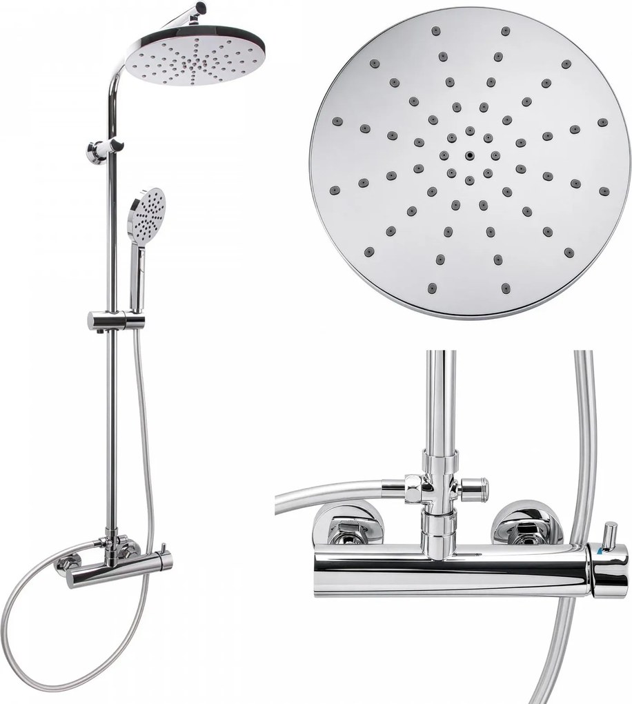 Erga Dubaj, sprchový set s batériou a hlavovou sprchou 23 cm, chrómová, ERG-YKA-BP.DUBAJ23-CHR