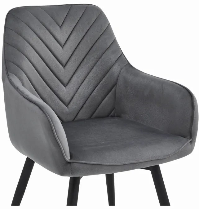 Jedálenská otočná stolička NANA360 zamatová, tmavosivá (čierne nohy)