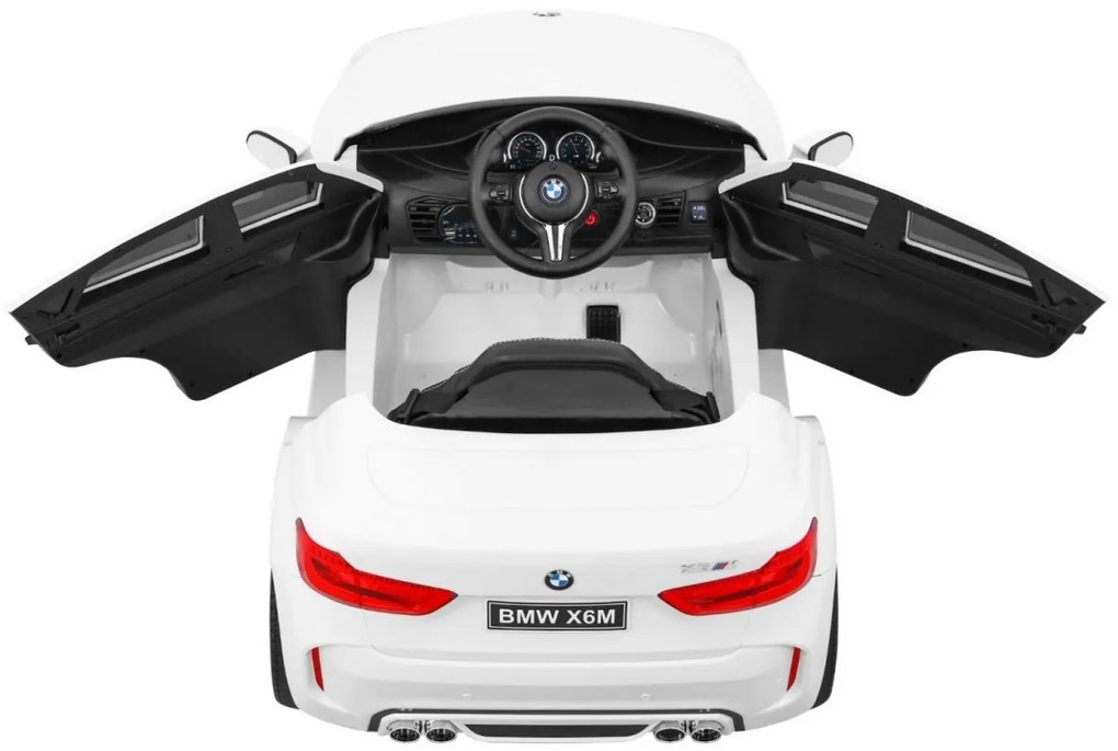 RAMIZ ELEKTRICKÉ AUTÍČKO BMW X6 - NELAKOVANÉ - BIELE - MOTOR 2X45W - BATÉRIA 2 x 6V/7Ah - 2023