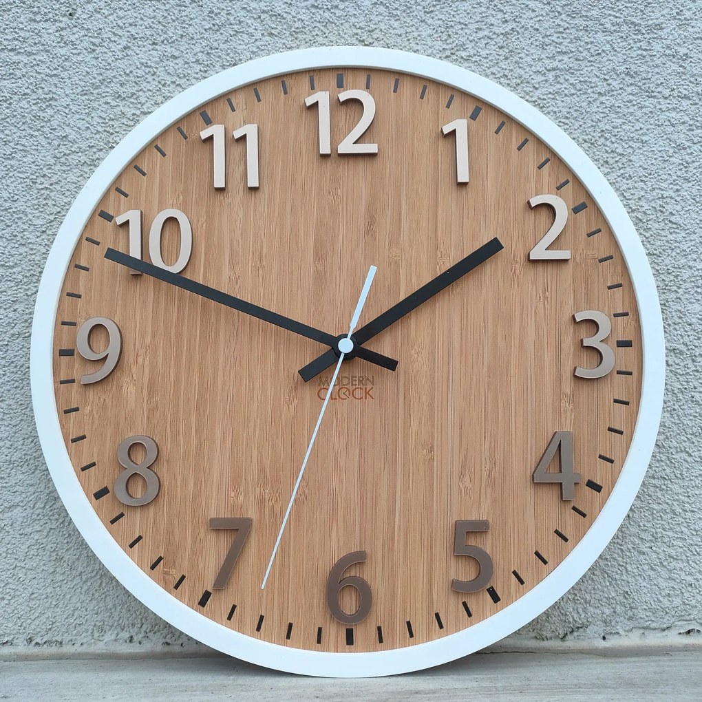 Bambusové nástěnné hodiny Karina 30 cm hnědé/bílé