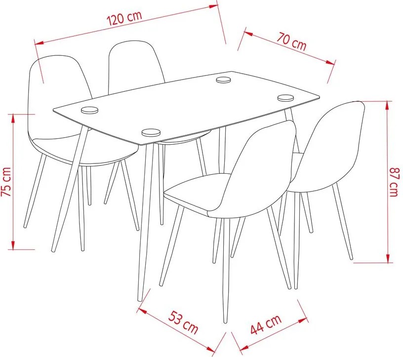 Jedálenský set 4x stolička + stôl Catini LINEA